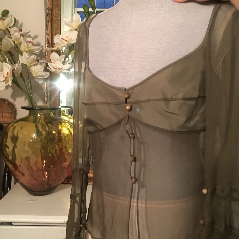 Italian designer Valentino green olive blouse - Picture 5 of 6